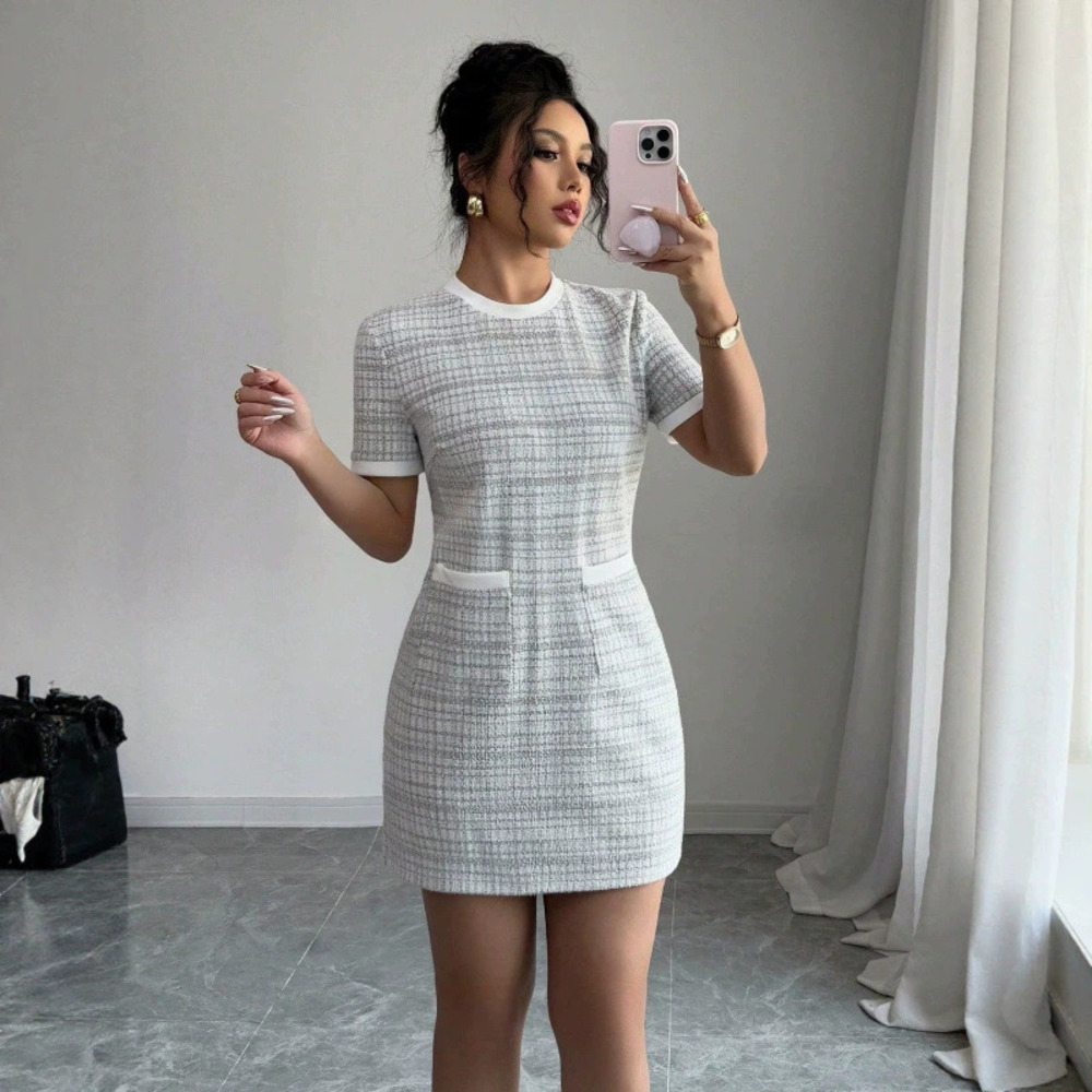 Zara Pearl Scented Short Sleeve Soft Round Neck Spring Summer Dress